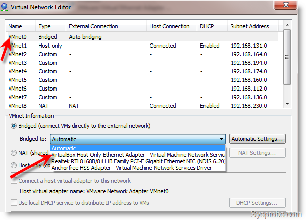 vmware_network Network Between VirtualBox and VMwar