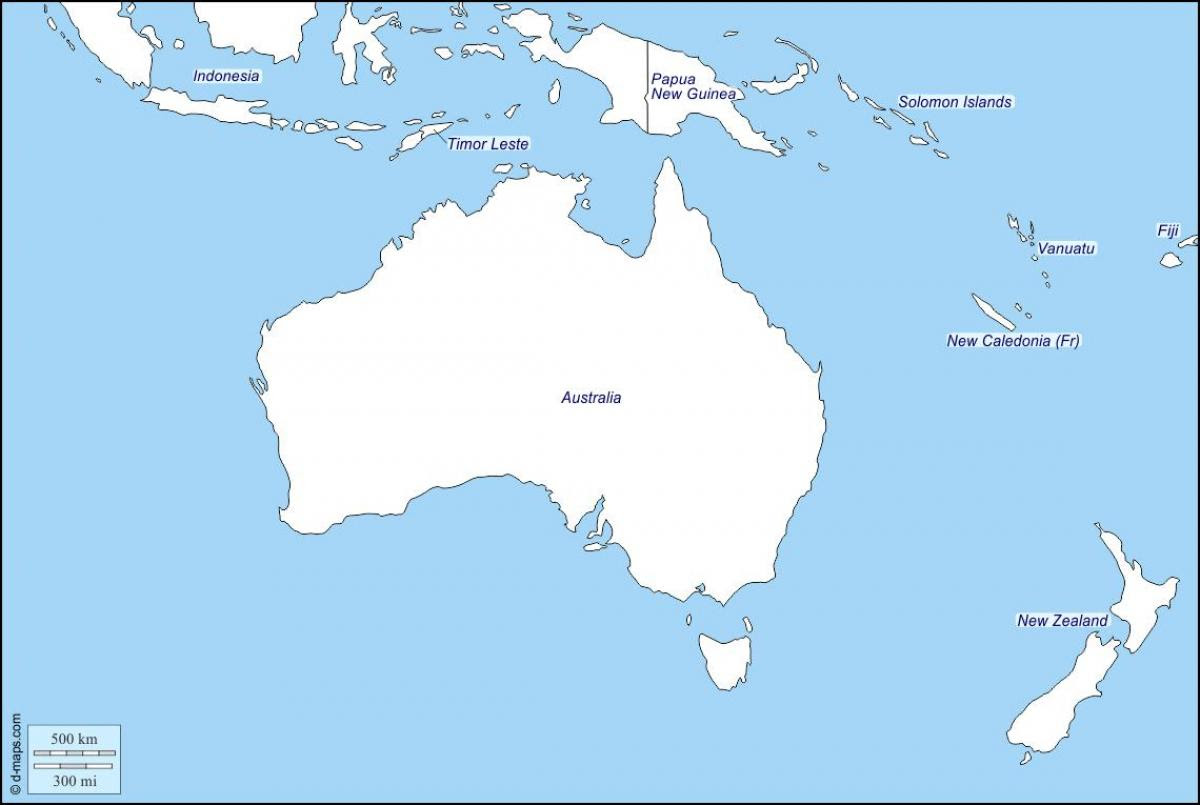 Australia I Oceania Mapa Konturowa Mapa Konturowa Australii I Oceanii | Mapa