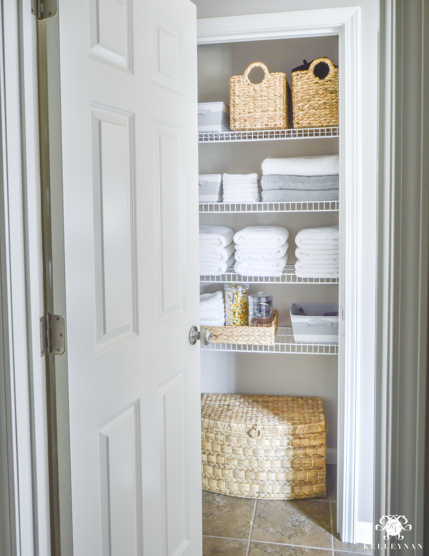 Organized Bathroom Linen Closet Anyone Can Have | Kelley Nan
