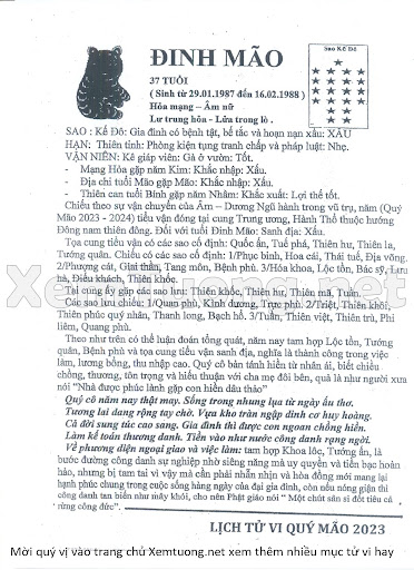 Tử Vi 37 Tuổi