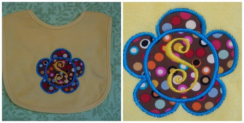 Flower Applique Monogrammed Bib