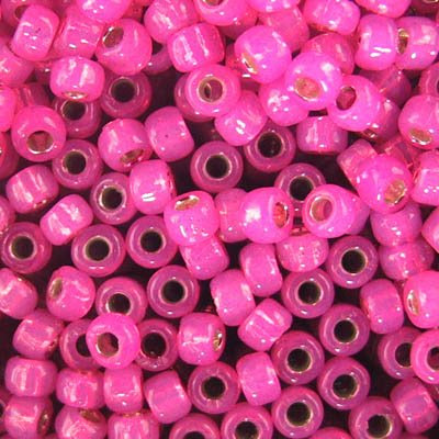 tb8rpf2107 Japanese Seedbeads - 8/0 Toho Seedbeads - Gilt Lined Hot Pink Opal [Permanent Finish] 