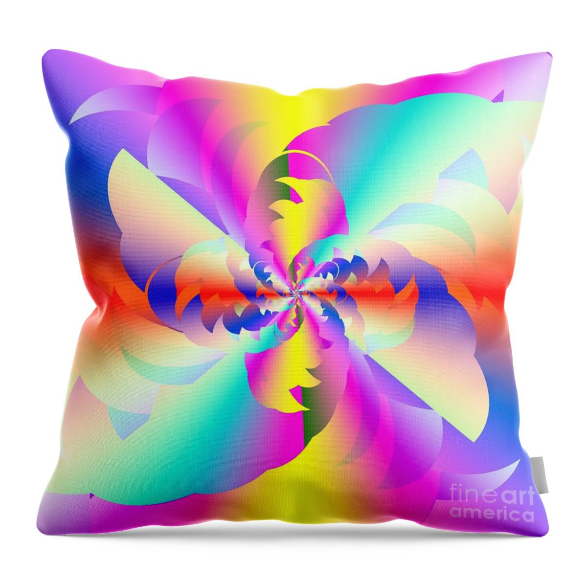 Fractured Fractal Rainbow Throw Pillow featuring the digital art Fractal Rainbow by Michael Skinner