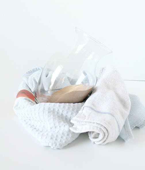 Poured Paint Florist Vase | littleredwindow.com | A simple and beautiful way to spruce up a plain clear glass florist vase!