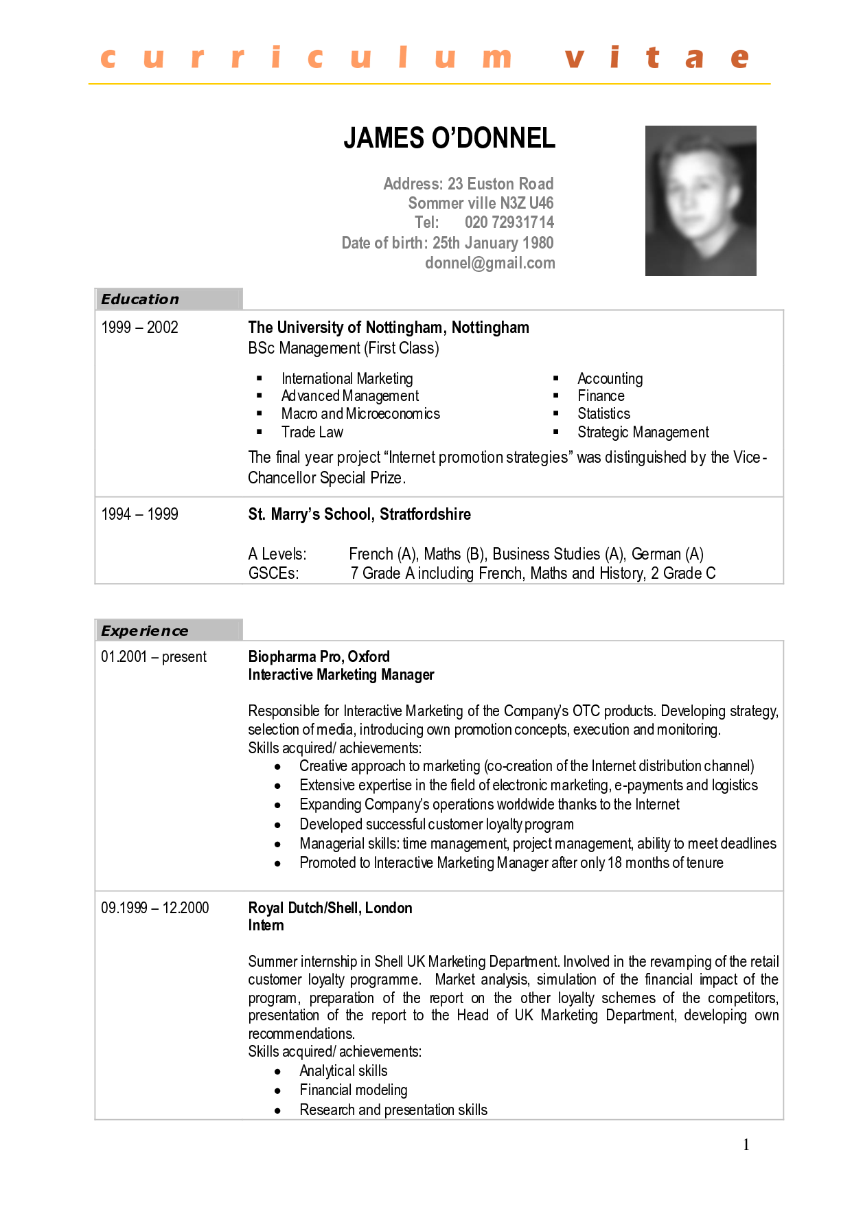 Examples Of Cv Free CV Examples Sample CVs For Any Job