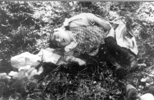 Lubycza Królewska. Dziecko zamordowane przez ludobójców z OUN-UPA w lesie obok toru kolejowego dnia 16.06.1944 r.
