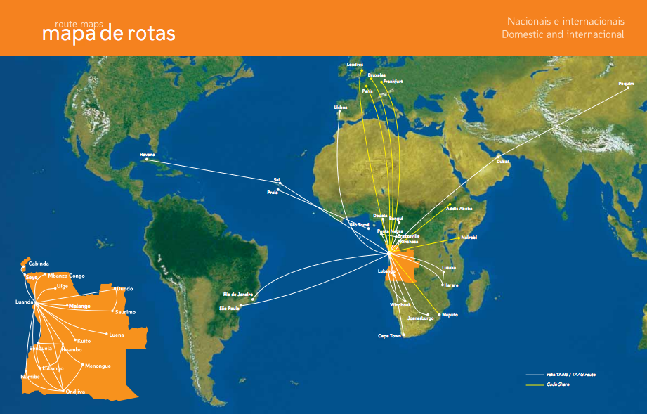 Resultado de imagem para rotas da TAAG