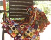 Handmade Traditional Granny Square  Blanket For Baby Or Your Lap - Multicolor - karmaistanbul