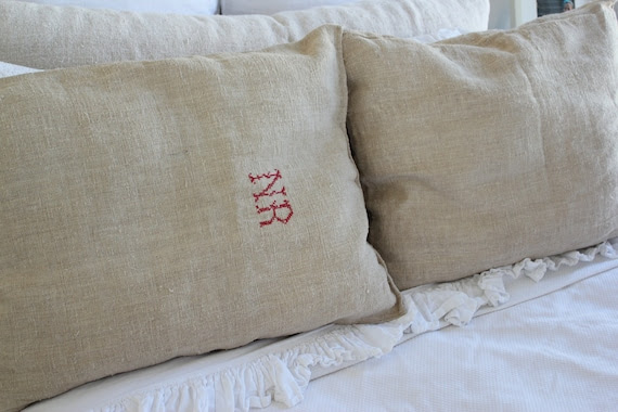 Pair of European Grain Sack Pillows standard size NR