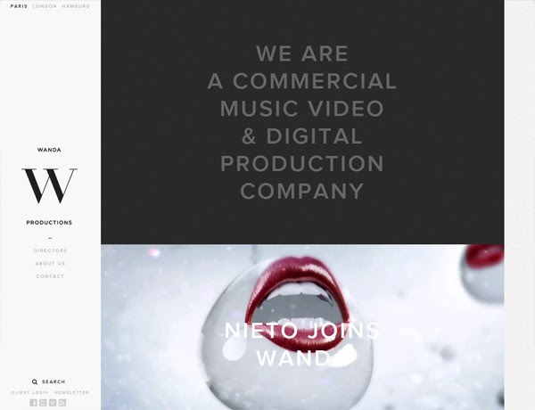 Clean website design example: Wanda Productions