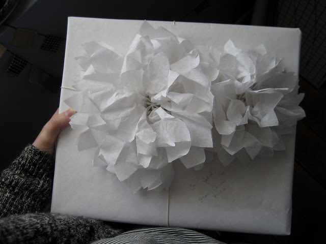 tissue flowers to top a special package