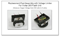PJ1058: Replacement Foot Assembly with Voltage Limiter for Vivitar 283 Flash Unit - Reduces Trigger Voltage from 250 volts to 6 volts