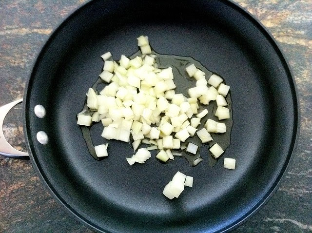 Diced Onion Added to Olive Oil