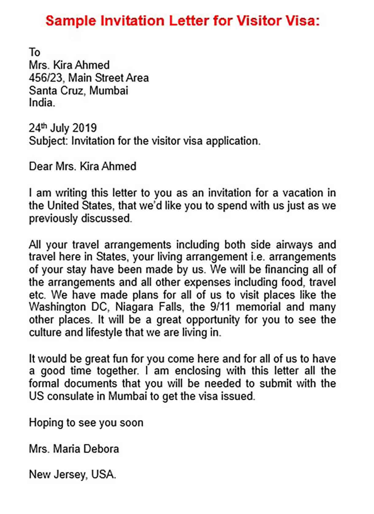 Invitation Letter For Tourist Visa Family Ireland - How to Write