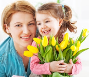 Regalos con flores en el día de la madre