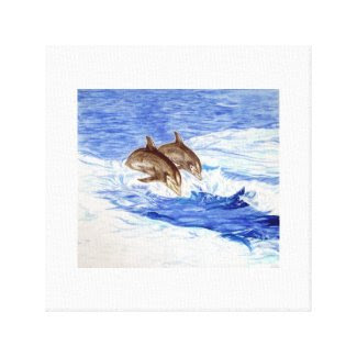 Two Dolphins in the Open Sea Canvas Print