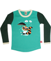 Retro-Rock-and-Robots mooie muntgroene t-shirt met wasbeer