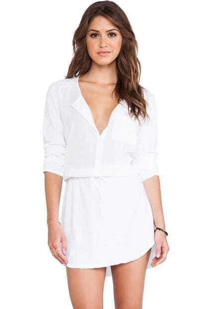 Pocket Loose White Dress pictures