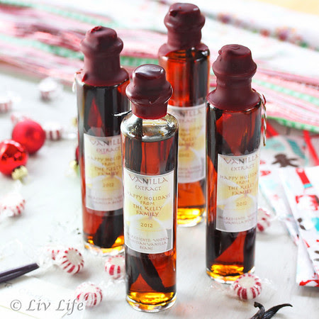 Homemade Vanilla Extract, holiday gifts with wax seal and labels