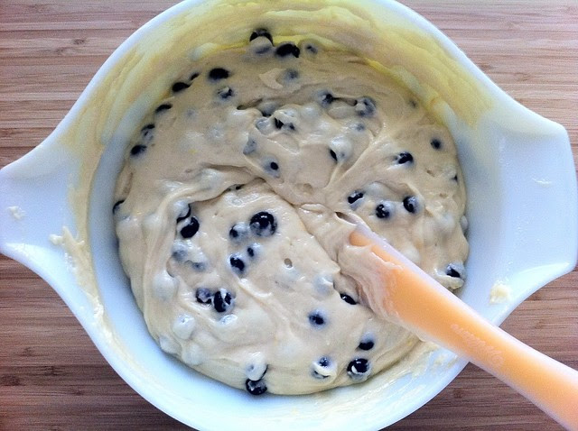 Blueberries Folded into Muffin Batter