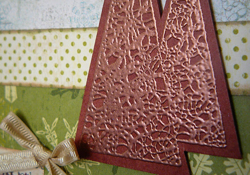 closeup - copper embossing powder on brown