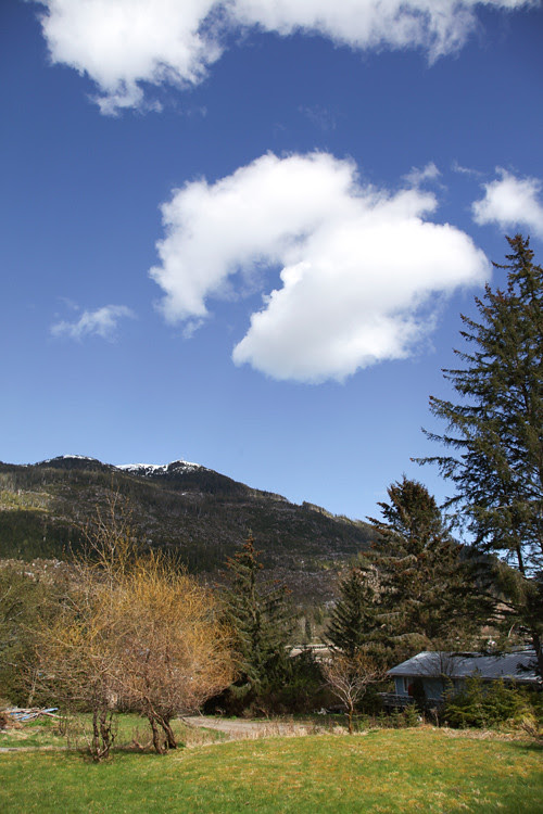 Pac Man-shaped cloud over Kasaan Mountain, Kasaan, Alaska
