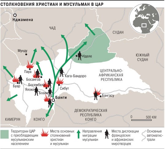 Центральноафриканская республика карта