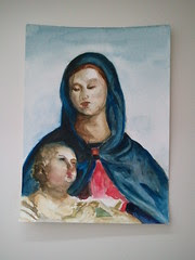 Madonna and child with book