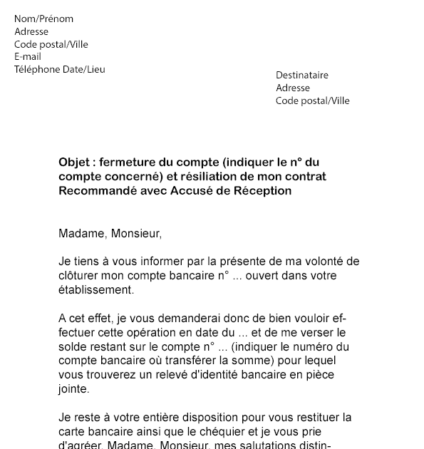 lettre clôture compte joint