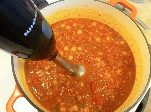 Blending Tomato Soup with Immersion Blender