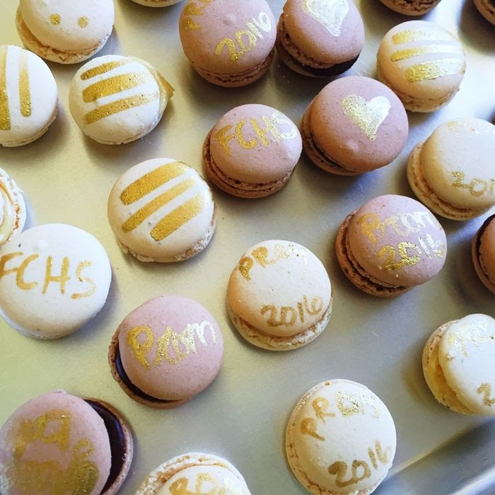 gold-painted Trader Joe's macarons