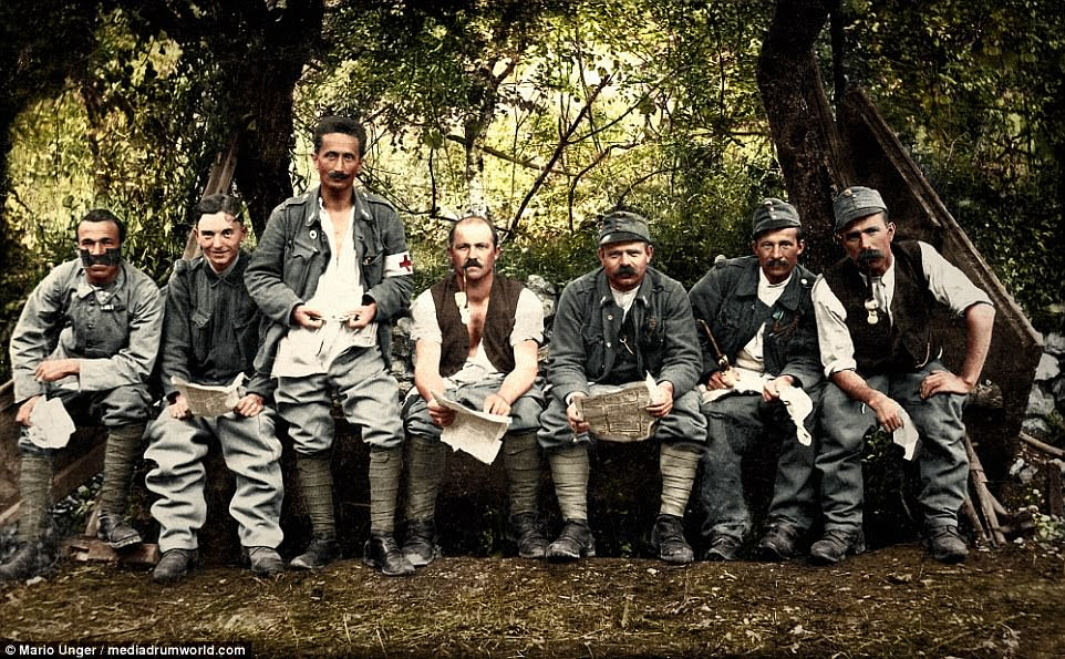 What a waste: Austro-Hungarian imperial soldiers sit on the toilet in 1916. Franz Ferdinand's assassination led to a month of diplomatic manoeuvring between Austria-Hungary, Germany, Russia, France and Britain, called the July Crisis. After a series of ultimatums, each country got behind a side in the conflict between Austria and Serbia and this led to the First World War
