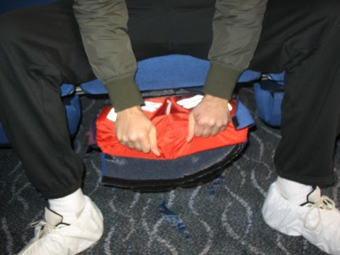 Life vests under the seats!