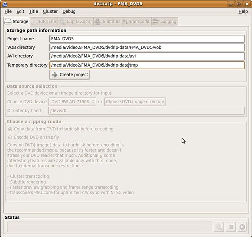 DVD::Rip - Step 3 - Create new project