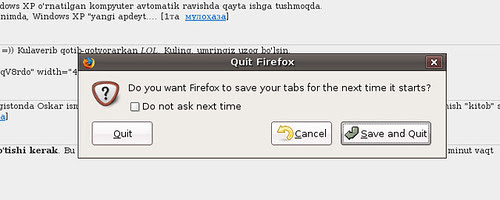 Firefox 3: Save tabs on quit
