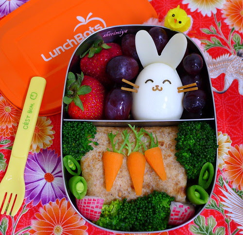 Easter Bunny Chicken Burrito Bento by sherimiya ♥