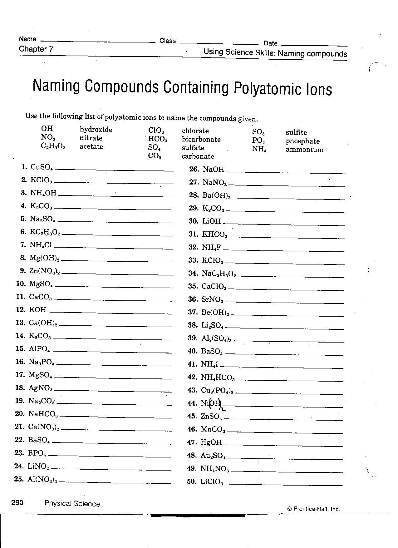 Polyatomic Ions Worksheet Sample Free Download - Worksheet Within Polyatomic Ions Worksheet Answers