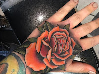 Old School Traditional Rose Hand Tattoo