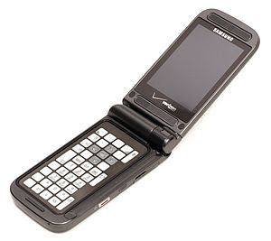 A Samsung Alias 2 cell phone open.