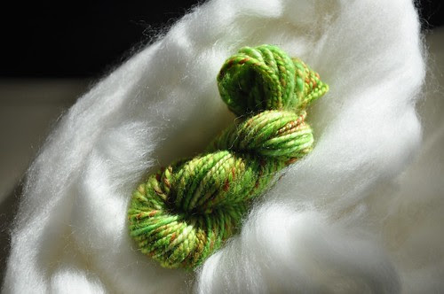 cowl yarn leftover nestled in sw merino