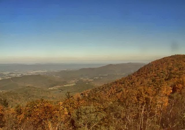 Spectacular? Not Really. The fall foliage season is increasingly pastel, washed out, as on Virginia’s Blue Ridge Mountains pictured here. The culprit is that visible, constant pall of pollution. (National Park Service Photo) 