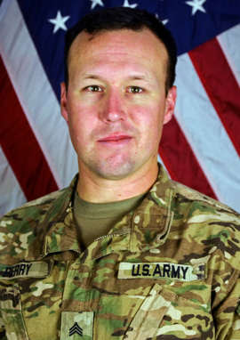 This undated photo provided by the Fort Hood, Texas Press Center shows U.S. Army Sgt. John W. Perry of Stockton, Calif. The Department of Defense said Monday, Nov. 14, 2016, that Perry died Saturday, Nov. 12 from injuries inflicted by an improvised explosive device in Bagram, Afghanistan. Perry was assigned to Headquarters and Headquarters Company, 1st Special Troops Battalion, 1st Sustainment Brigade, 1st Cavalry Division out of Fort Hood, Texas.