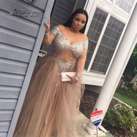 Long Sleeve Plus Size African Prom Dresses Beaded Long Sleeve Plus Size African Prom Dresses Beaded
