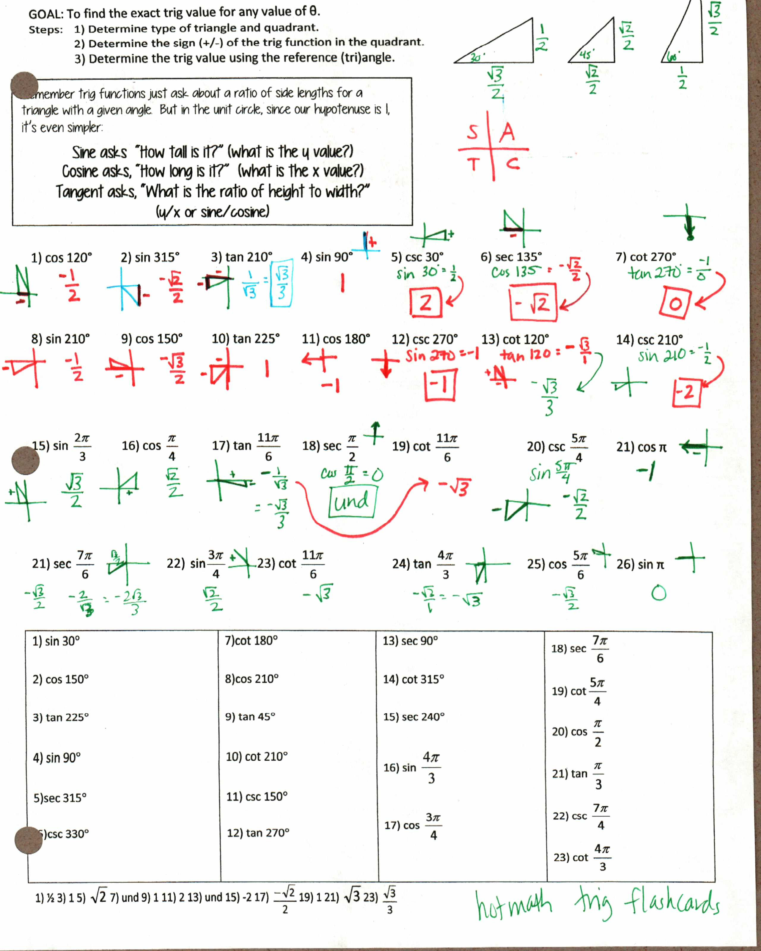 Trigonometry Unit Circle Worksheet Answers - Nidecmege In Unit Circle Worksheet With Answers