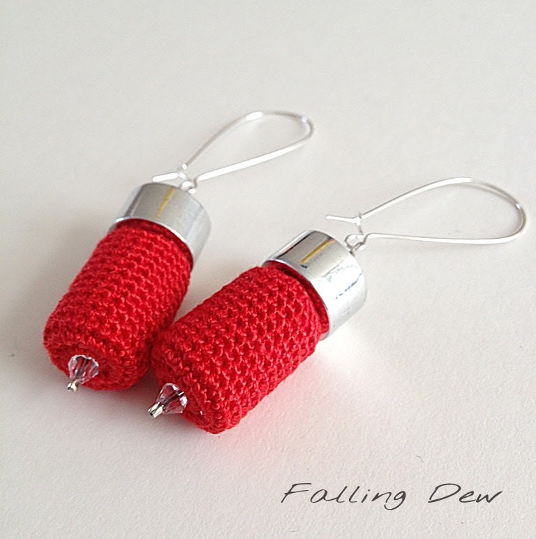 Crochet Earrings In Red Colour Summer Palette 2013 - FallingDew Crochet Earrings In Red Colour Summer Palette 2013 - FallingDew