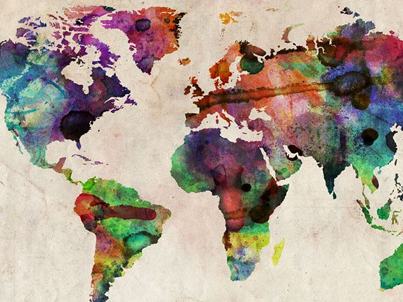 Urban Watercolor World Map Urban Watercolor World Map
