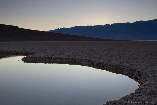 Just after the sun slipped behind the mountains, near Badwater in Death Valley National Park, California