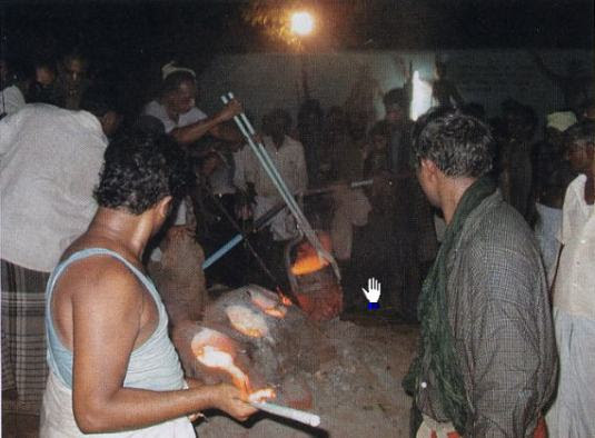 Pouring the molten metals