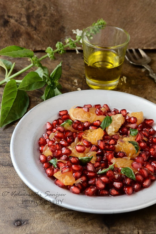 Pomegranate, Orange, Basil Salad