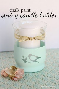 Super simple candle holder with chalk paint. Cute and easy enough for anyone to do.